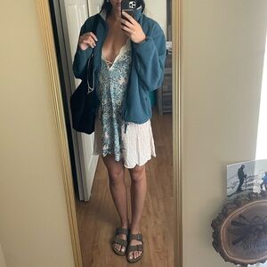 Free People Blue and Cream Mini Dress